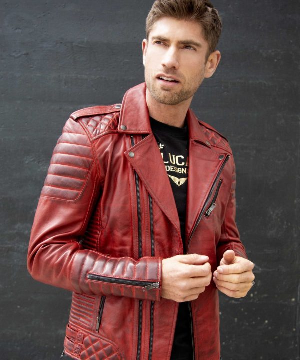 Red Leather Motorcycle Jacket