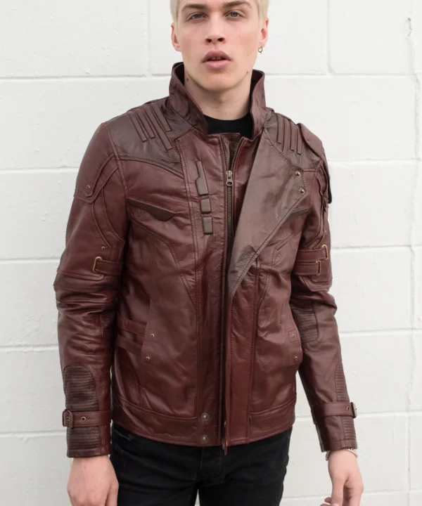 Mens Guardians of The Galaxy Star Lord Leather Jacket