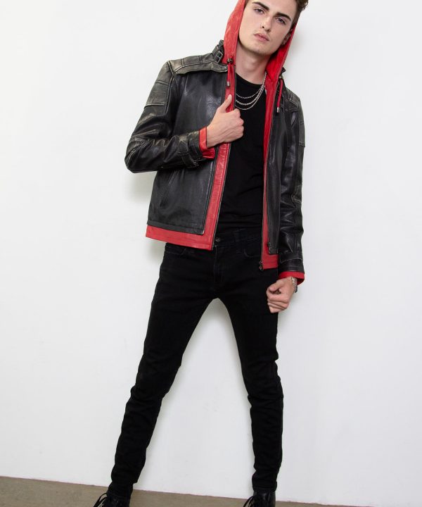 red hood arkham asylum leather jacket motorcycle batman