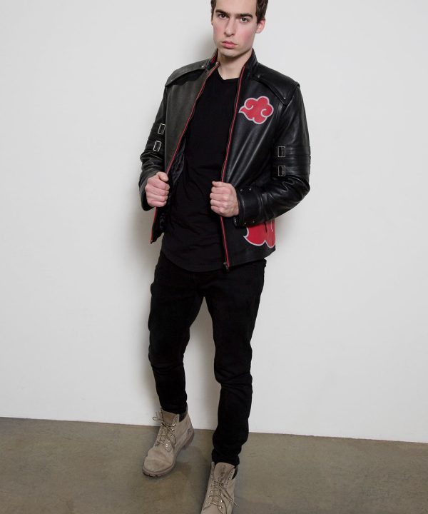 naruto red cloud villain leather jacket