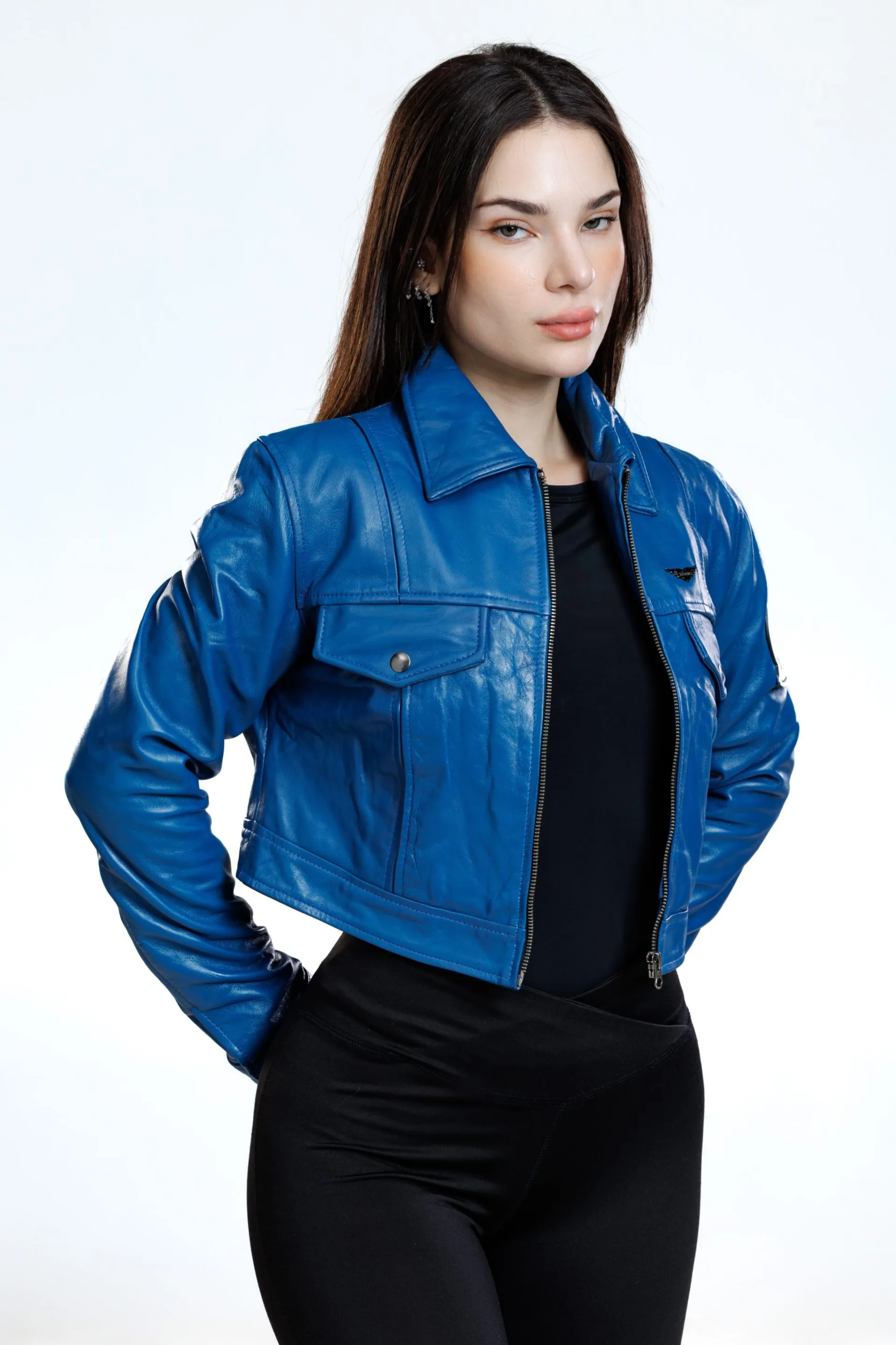 Womens Future Trunks Capsule Corp DB Purple Blue Leather Jacket