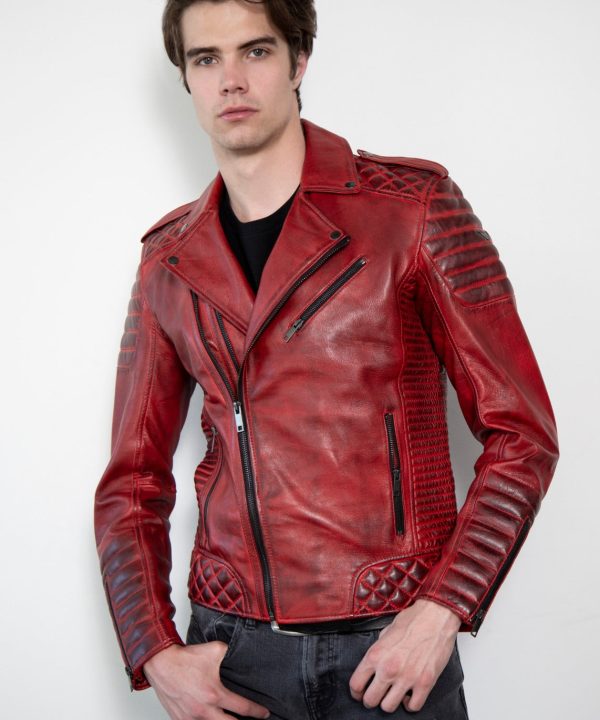 Red Leather Motorcycle Jacket