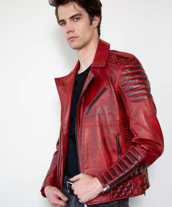 Mens Leather Jacket Red