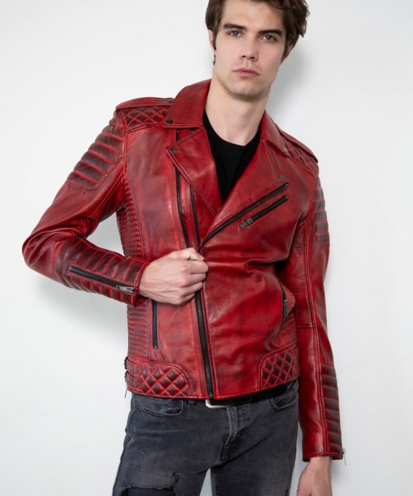 Red Leather Jacket Mens